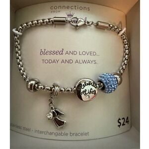 Connections from Hallmark Stainless Steel Celebrate Life Angel Charm Bracelet